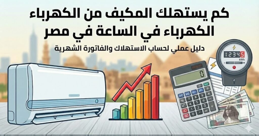 كم يستهلك المكيف من الكهرباء في الساعة في مصر؟