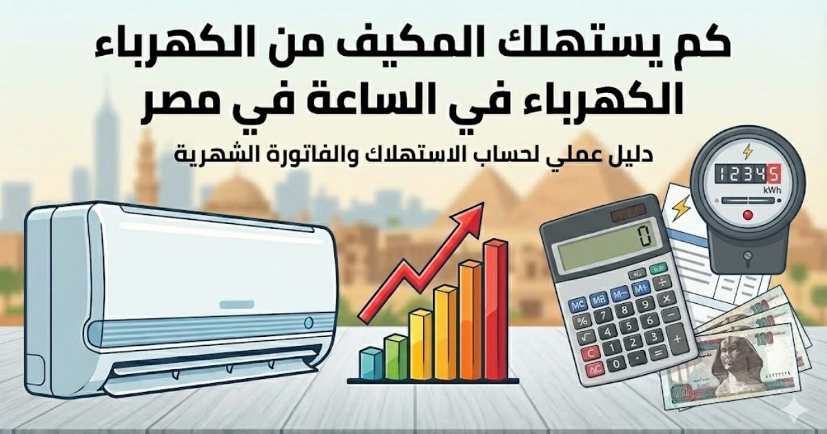 كم يستهلك المكيف من الكهرباء في الساعة في مصر؟