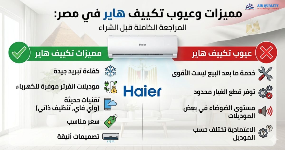 مميزات وعيوب تكييف هاير